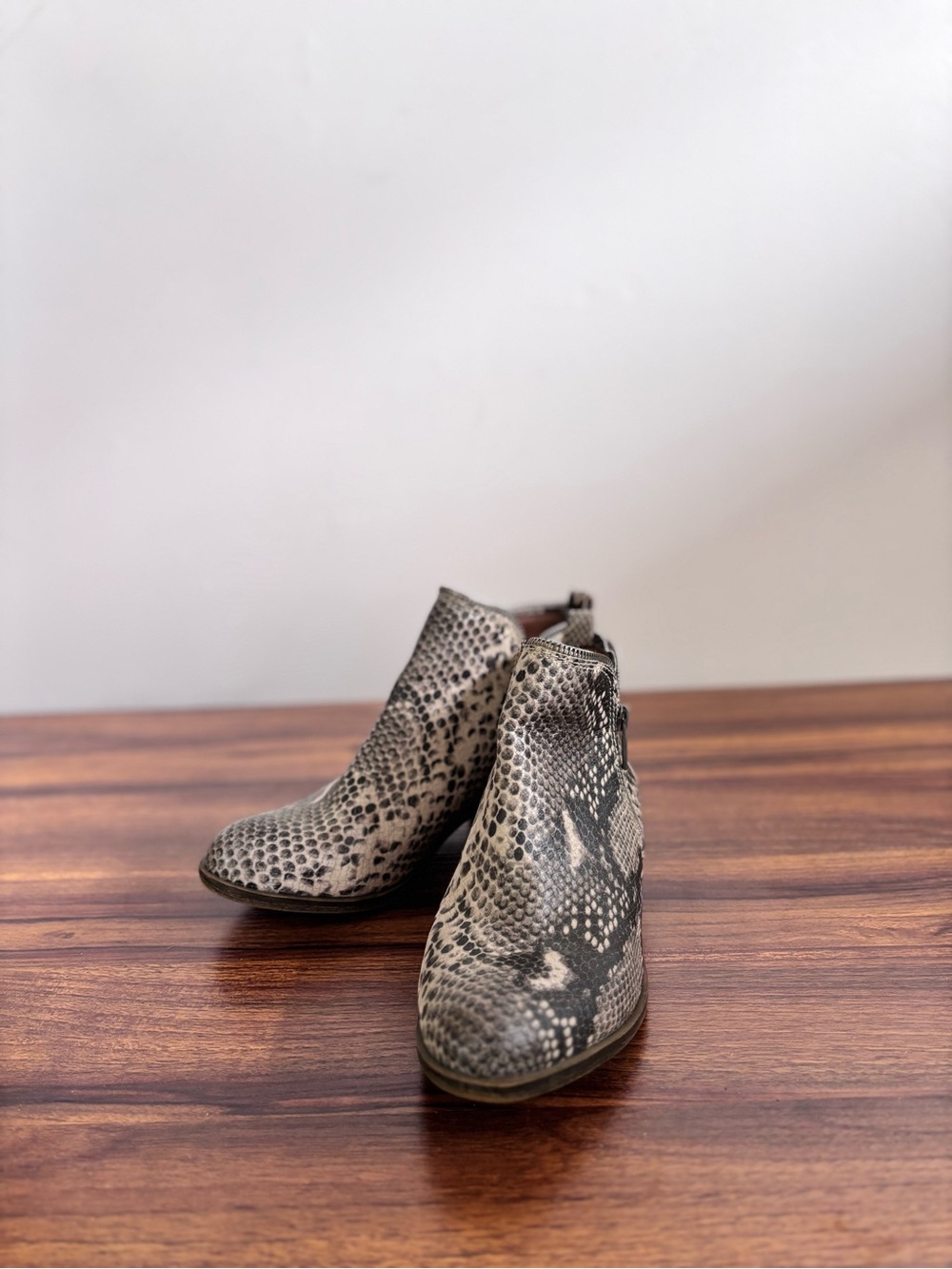 Lucky Brand Snake-Print Ankle Booties - Gray